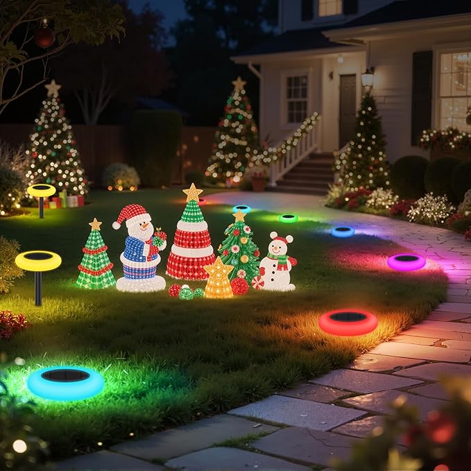 Colorful Solar Lights Outdoor, Color Changing Solar Lights with Remote, Colorize Pathway Lights Solar Garden Lights for Landscape Walkway Patio Yard Pool Garden