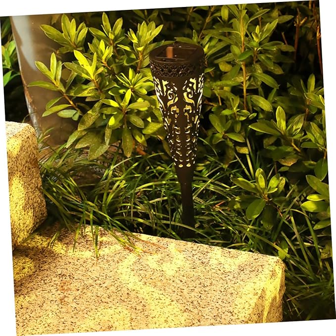GLEAVI 4pcs Solar Pathway Lights Outdoor Garden Lawn Yard Patio Decorative Waterproof Solar-Powered LED Landscape Lighting with Warm Light Hollow Plastic Design