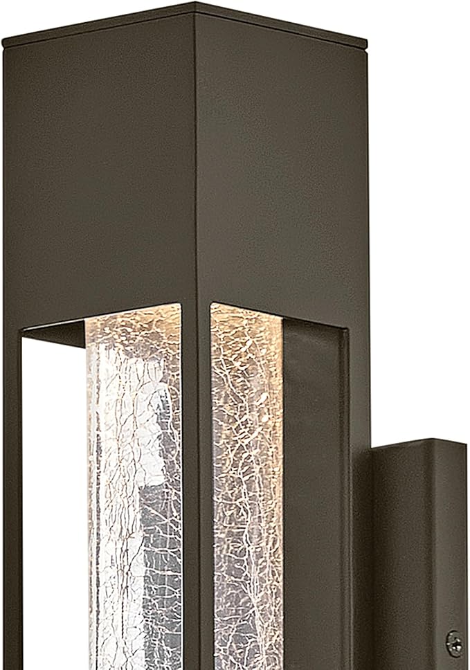 Hinkley Vapor Medium Wall Mount Outdoor Lantern - Modern, 1-Light, Aluminum, Crackle Glass, Bulb Included - Bronze | Lumora