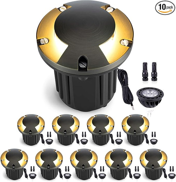 Gardenreet Low Voltage Outdoor Well Light - Brass All Weather Low Voltage 12V In Ground Lighting, LED Wired | Lumora
