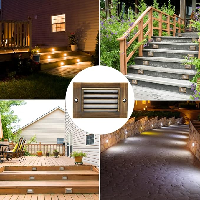 LED Step Light - Solid Brass Stairway Lighting, Outdoor Deck, Low Voltage Landscape With 2W Integrated LED Bulb - Antique Bronze, 4.5' Wide, Flush Mount