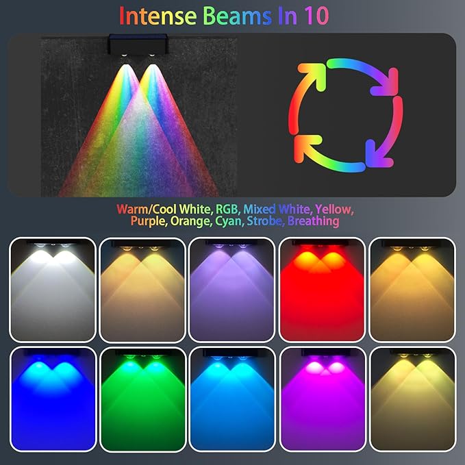 Solar Lights Outdoor Waterproof, WL09M-T RGBWW Spotlight Lens, Solar Lights Outdoor Decorative, 10 Colors for Patio, Garden Walls (MIN)