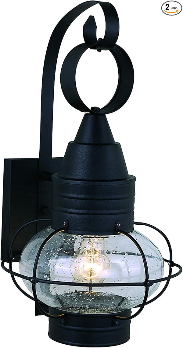 VAXCEL 2-Pack Chatham 18 in. H 1-Light Textured Black Coastal Outdoor Wall Sconce Made of Durable Steel, Clear | Lumora