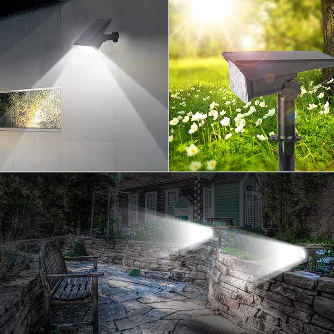 T-SUNUS 20 LED Solar Spotlights, IP65 Waterproof 2-in-1 Outdoor Solar Landscape Light for Yard Garden Driveway | Lumora