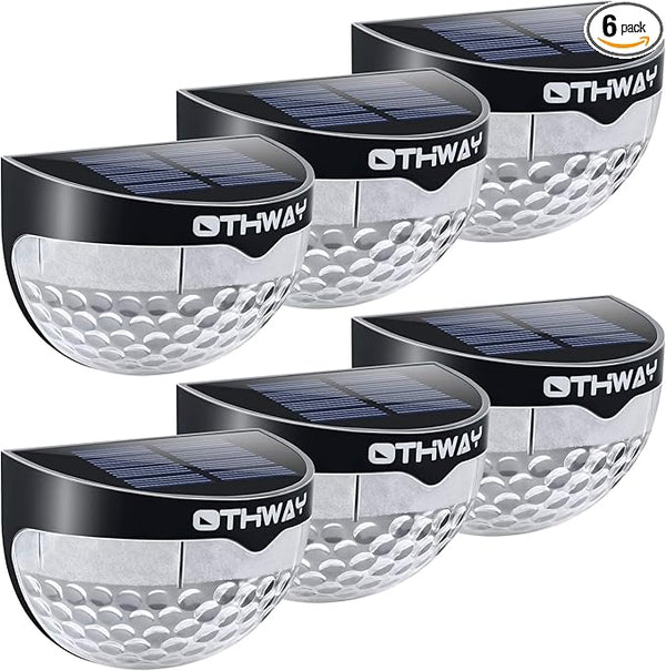 OTHWAY Solar Fence Post Lights Wall Mount Decorative Deck Lighting (Black, 6 Packs) | Lumora