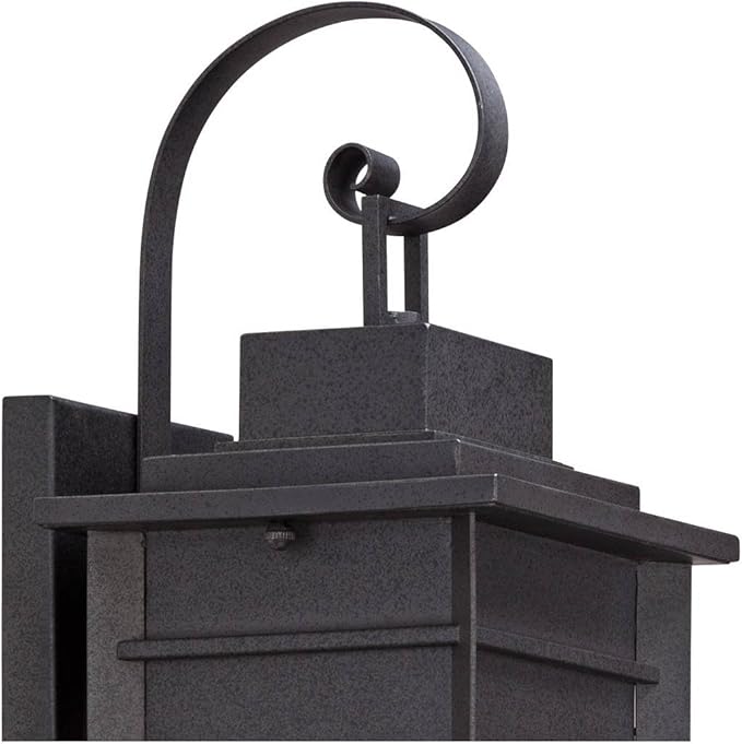 Franklin Iron Works Bransford Traditional Rustic Outdoor Wall Light Fixture Lantern Black Specked Gray 17" Clear | Lumora