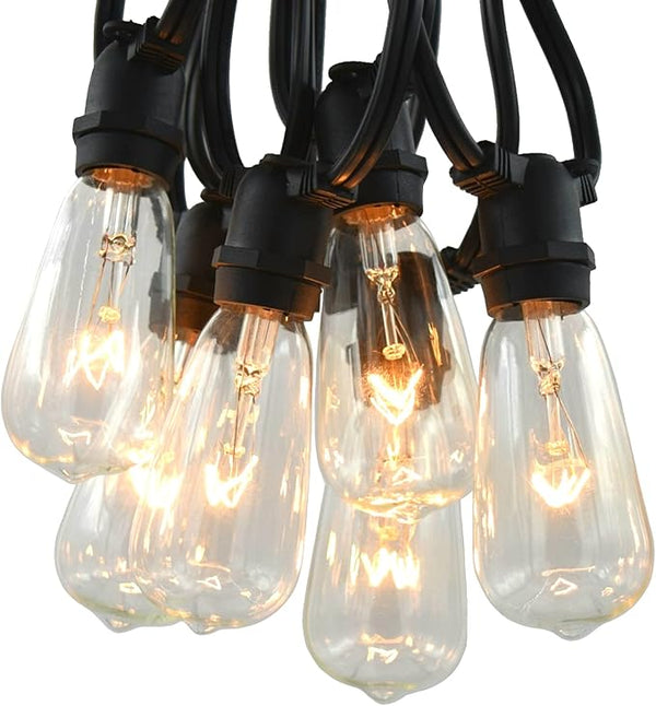 Hometown Evolution, Inc. Commercial Grade Vintage Edison Outdoor String Lights (ST40 Clear - Commercial Black Wire | Lumora