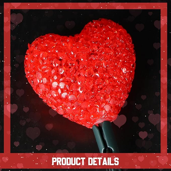 Valentine's Day 36ft Solar Stake Lights with 16 LED Lighted Heart Light Outdoor Waterproof Decorations with 3 Modes for Walkway Lawn Patio