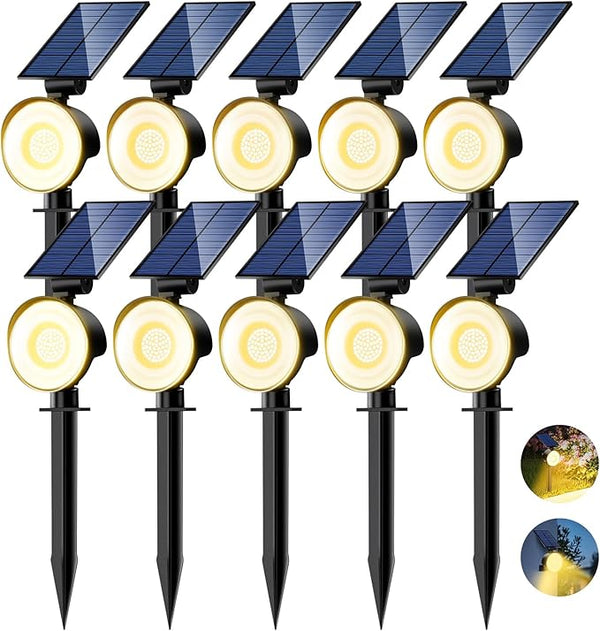nipify 10 Pack Solar Spot Lights Outdoor Waterproof with 3 Modes, Solar Spotlight Light for Outside Yard Landscape | Lumora