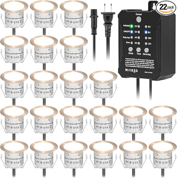 HIBOITEC Low Voltage Deck Lights Kit with Transformer Dimmable Timer and Photocell Sensor Outdoor Recessed LED Deck | Lumora