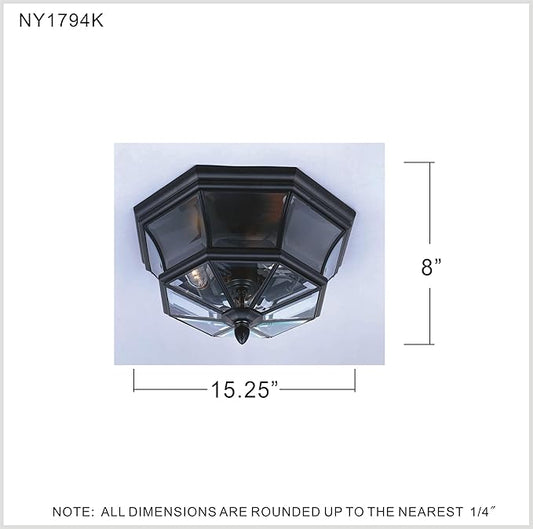 Quoizel Newbury 3-Light Mystic Black Outdoor Flush Mount Light