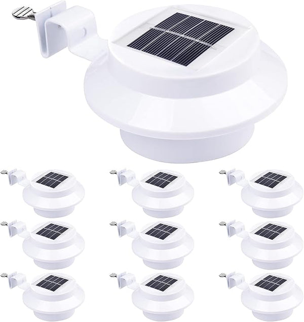 Yescom Solar Gutter Light Outdoor Waterproof 3 LED Deck Fence Lights with Bracket Wall Garden Stair Yard White 10Pcs | Lumora
