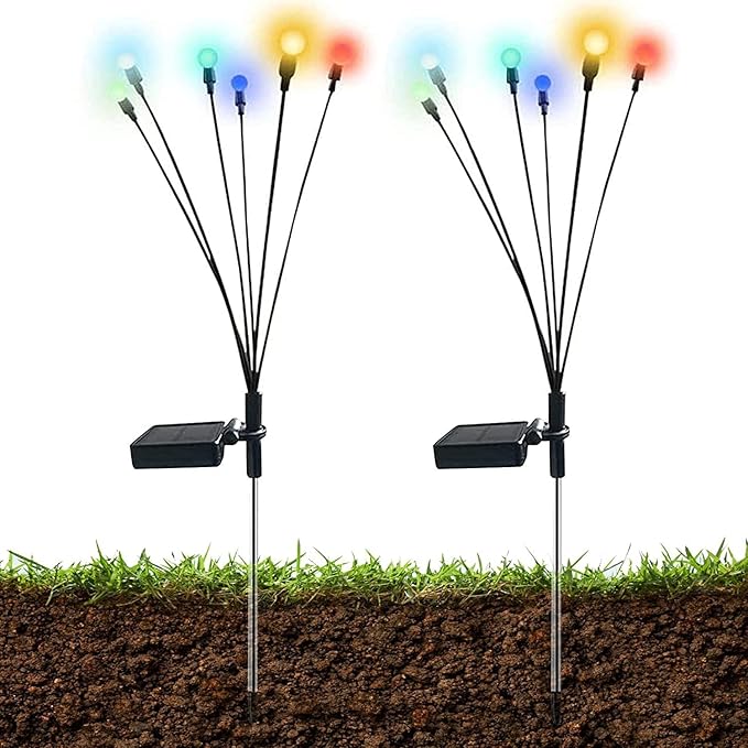 Solar Garden Lights Solar LED String Lights Firefly Solar Lights Outdoor Waterproof Firefly Solar Pathway Lights, Solar Stake Lights Outdoor Garden Decoration Garland Lights Camping Lights Solar Light