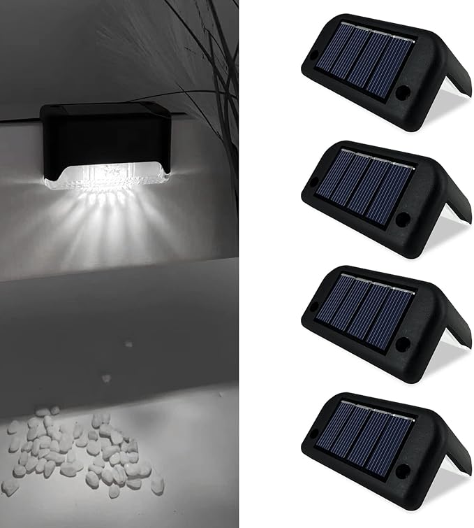 Agatige 4PCS Solar Deck Lights Outdoor, High Strength Solar Step LED Light Stair Lamp Patio Accessories for Outdoor Stairs, Step, Fence, Yard, Patio, Railing, Garden and Pathway