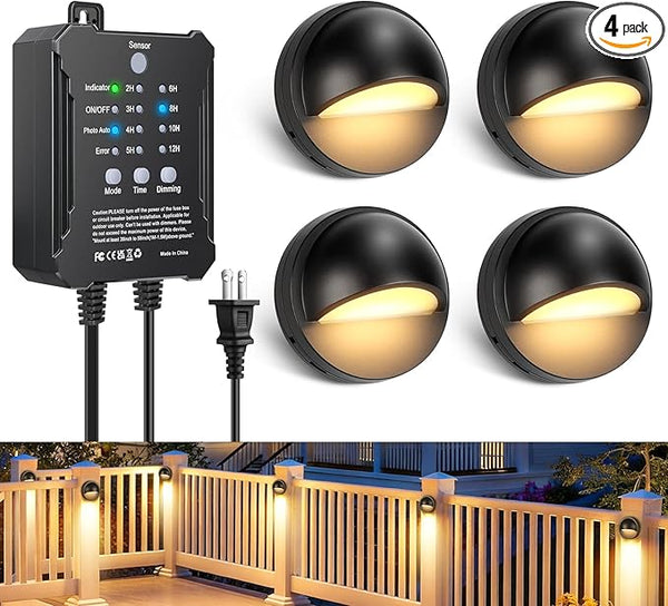 Low Voltage LED Deck Lights Kit with Transformer, Dusk-to-Dawn Outdoor Step Lights Waterproof IP67, Warm White | Lumora