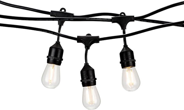 HLO Lighting Outdoor Weatherproof Commercial LED Backyard Bistro Cafe Patio Light String, 48Ft Vintage Edison Porch | Lumora