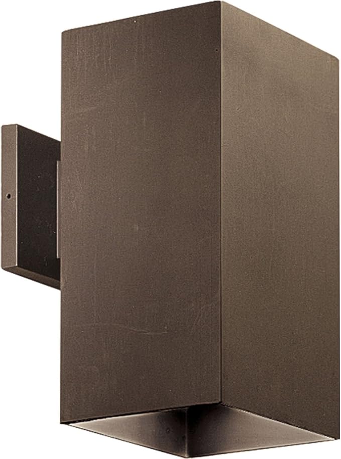 Progress Lighting 6" Aluminum Outdoor Wall Lantern Light, Square Collection, Outdoor, P5643-20, Antique Bronze