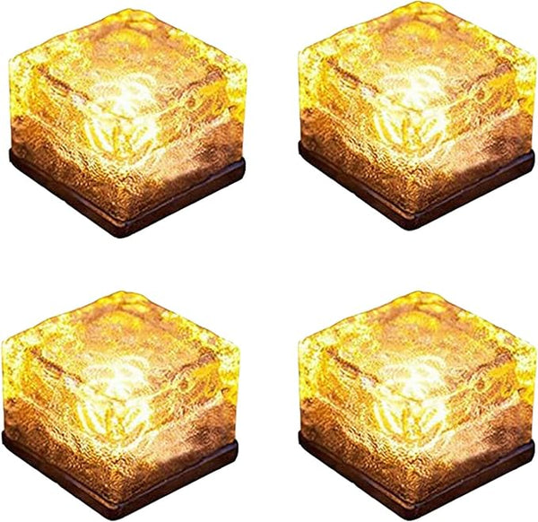Solar Ice Cube Lights - Solar Brick Light LED Landscape Light Crystal Brick Light Outdoor Path Lights Waterproof | Lumora