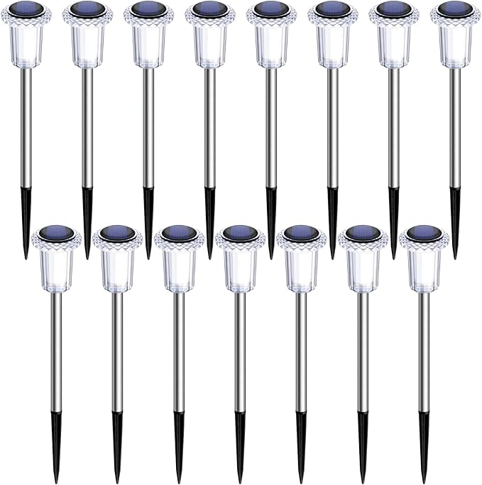 15 Pack Solar Pathway Lights Solar Lights Outdoor, Led Waterproof Yard Walkway Lighting Stainless Steel Garden | Lumora