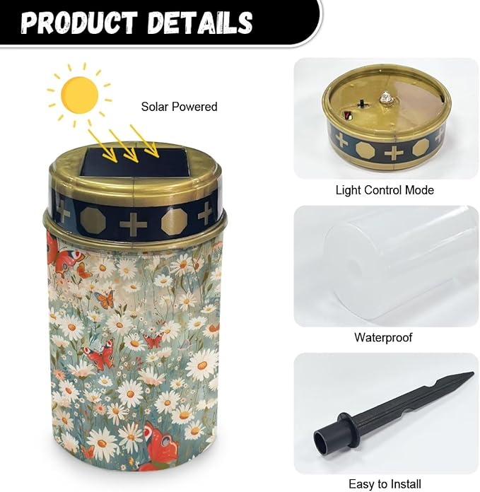Cute Yellow Flowers Solar Lights for Garden Solar Led Lights Outdoor Waterproof Led Outdoor Lights Yard Lights Outdoor Solar Powered Garden Solar Lights Outdoor Waterproof