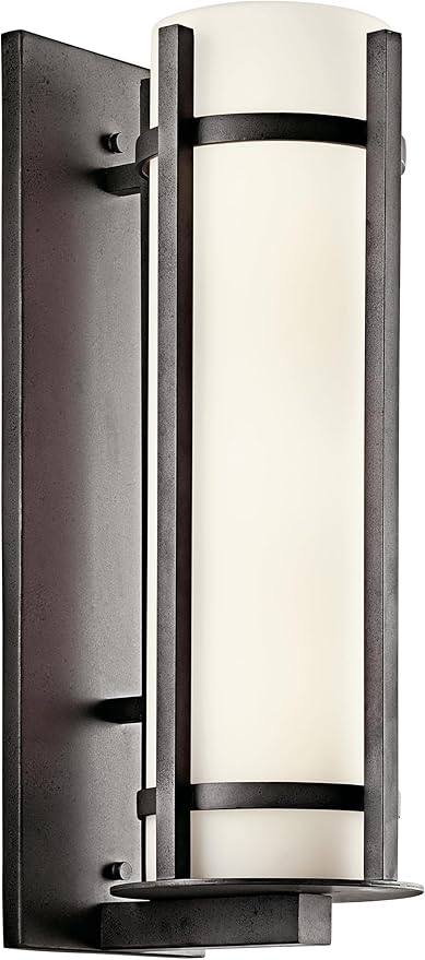 Kichler Camden 22.5" 2 Light Outdoor Wall Light with Opal Etched Glass in Anvil Iron | Lumora
