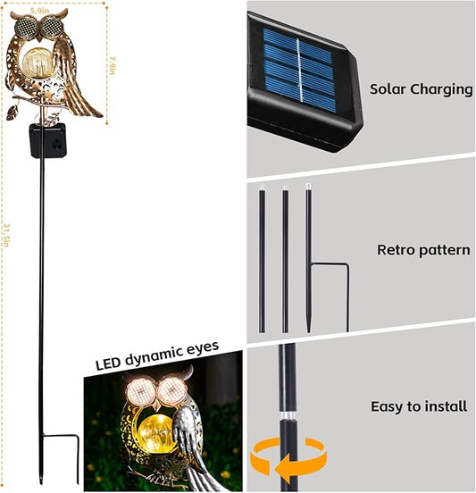 Solar Lights Outdoor Decor, Solar Owl Yard Decorations Outdoor, Garden Decorative, IP65 Waterproof, Gifts for Women Mom, for Yard Patio Lawn Pathway Landscape
