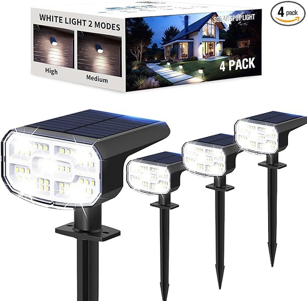 Solar Spot Lights Outdoor Waterproof IP65,4 Pack,Cool Light,2 Lighting Modes Selectable, Solar Powered Yard Garden | Lumora