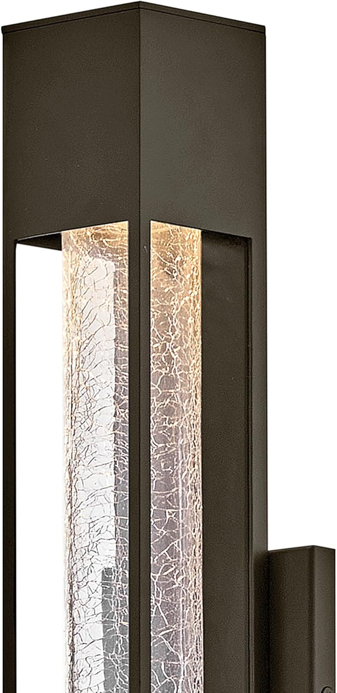 Hinkley Vapor Medium Wall Mount Outdoor Lantern - Modern, 1-Light, Aluminum, Crackle Glass, Bulb Included - Bronze | Lumora