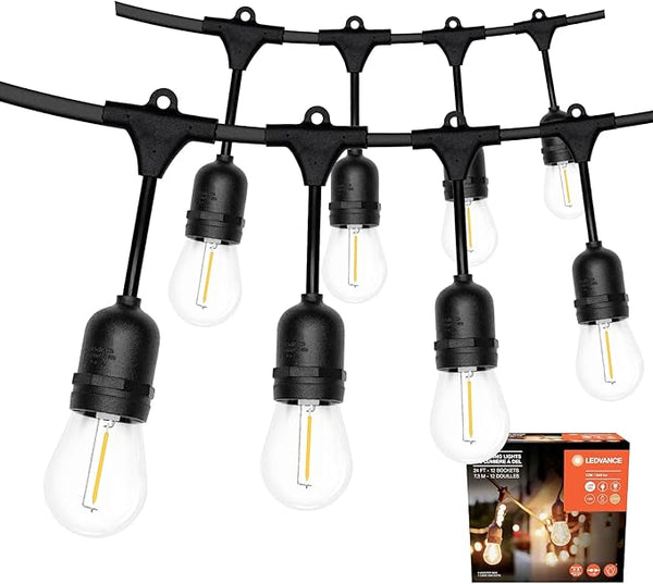 LEDVANCE 24-ft Outdoor String Lights, Edison Shatterproof S14 Bulbs, Linkable, String Lights for Outside/Indoor | Lumora
