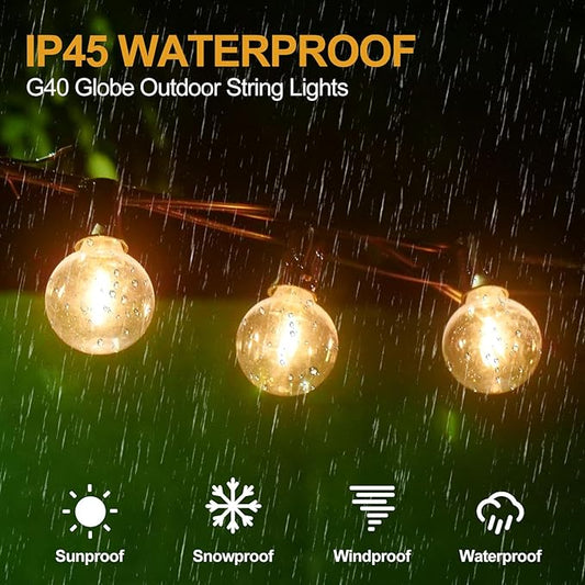 100FT LED Outdoor String Lights Patio Lights with 37 Shatterproof G40 Vintage Edison Bulbs, Outside Hanging Lights Waterproof for Porch, Deck, Garden, Backyard, Balcony