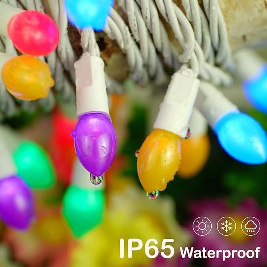 BOHON Easter Lights String 50 LED 17FT Multi Color Christmas Lights White Wire Pastel String Lights Plug in for Bedroom Indoor Patio Wreath Carnival Easter Decorations Outdoor, Waterproof