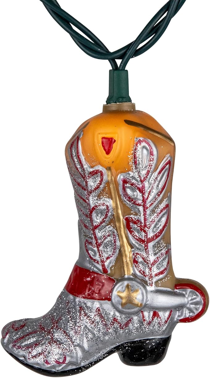 Cowboy Boots Indoor Outdoor Patio Light Set - 6' Green Wire - 10ct
