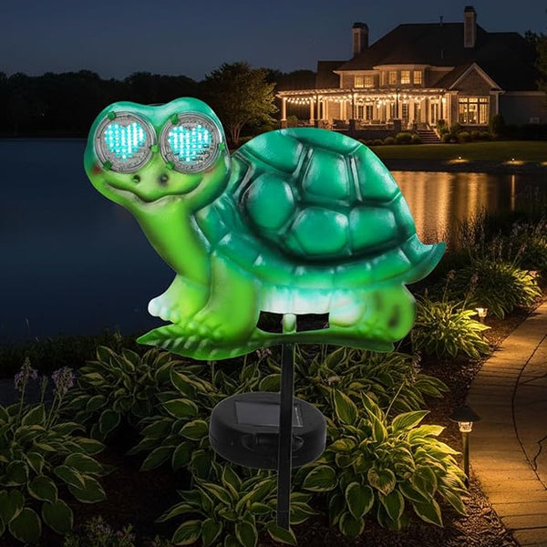 Turtle Decorative Garden Stakes with White LED Lights Display I Love U, 39.3" Solar Turtle Garden Decor Outdoor for | Lumora