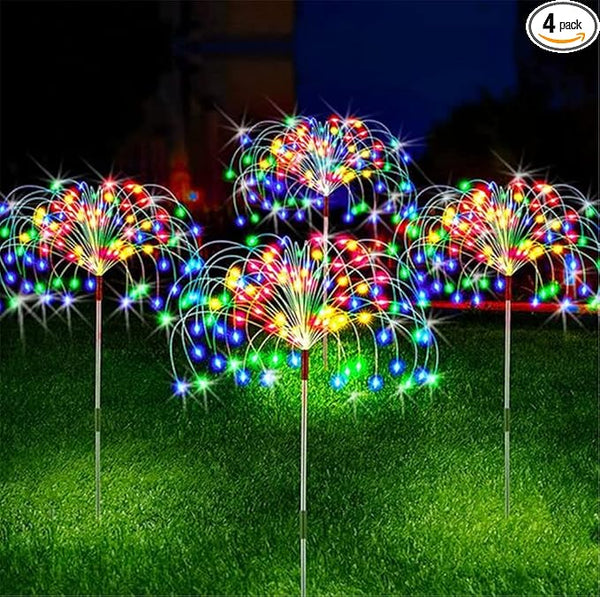 4 Pack Outdoor Solar Lights, Solar Garden Lights Bigger Firework Fairy Lights, Waterproof Outdoor Lights - Bigger | Lumora