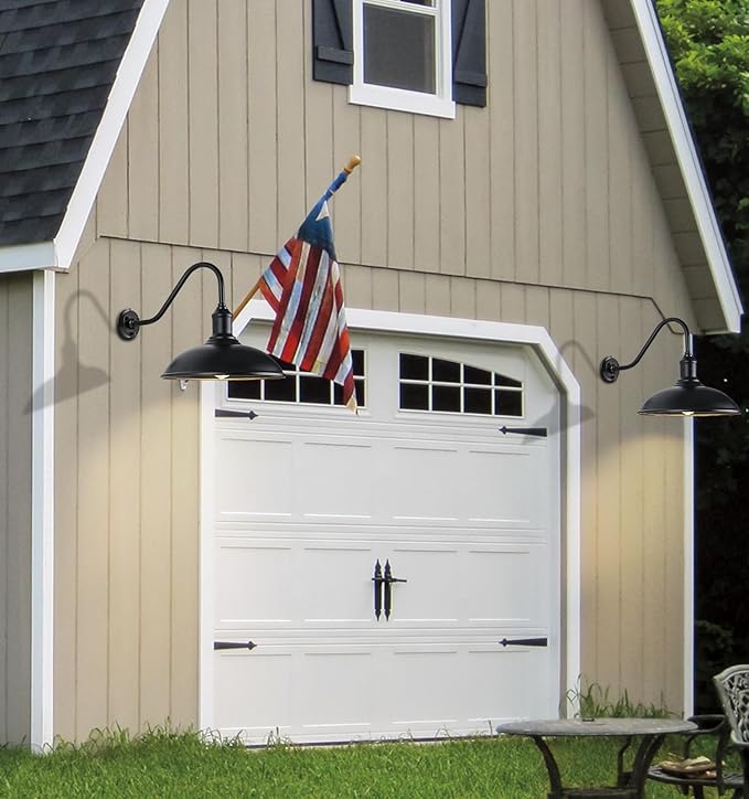 Large 18in Dusk to Dawn Outdoor Barn Lights, Classic Gooseneck Light Up The Night, Suitable for Porch, Farmhouse, Garage Lighting