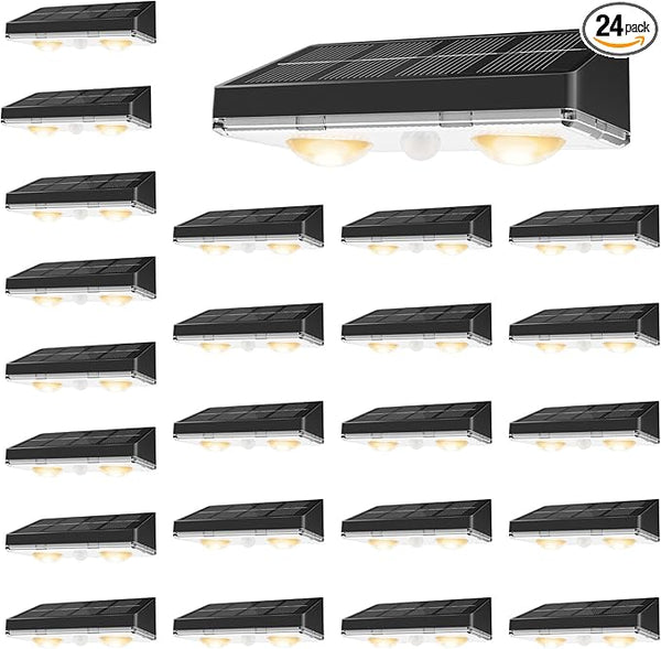 VOLISUN Solar Fence Lights, 24 Pack Solar Powered Fence Lights Outdoor with Warm White LED Spot Lens, IP65 | Lumora