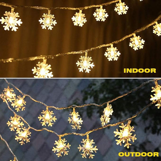 WesGen Christmas Lights,Snowflake String Lights Battery Operated Waterproof 20ft, 40 LED Fairy Lights for Xmas Garden Patio Bedroom Party Decor Christmas Decorations,Warm White