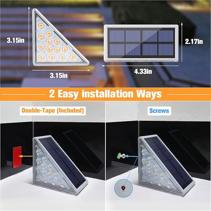 VOLISUN Solar Stair Lights 6 Pack, Solar Step Lights Outdoor Waterproof IP67, LED Outdoor Step Light,Outdoor Light | Lumora