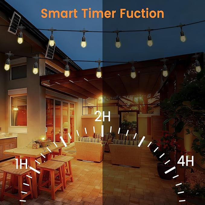 96ft Outdoor String Lights with Remote & Dimmer,48+4 Commercial Grade IP65 Waterproof Bulbs, 2700K Warm White,3 Lighting Modes & Timer,Includes 50 Cable Ties for Patio,Garden, Party(48FT*2)