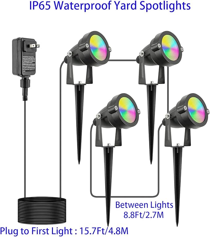 Christmas 20W RGB Outdoor Spot Lights with Timer,Halloween Landscape Spotights IP65 Waterproof Metal Color Changing Spotlight for Outdoor Yard Garden (4 Lights)