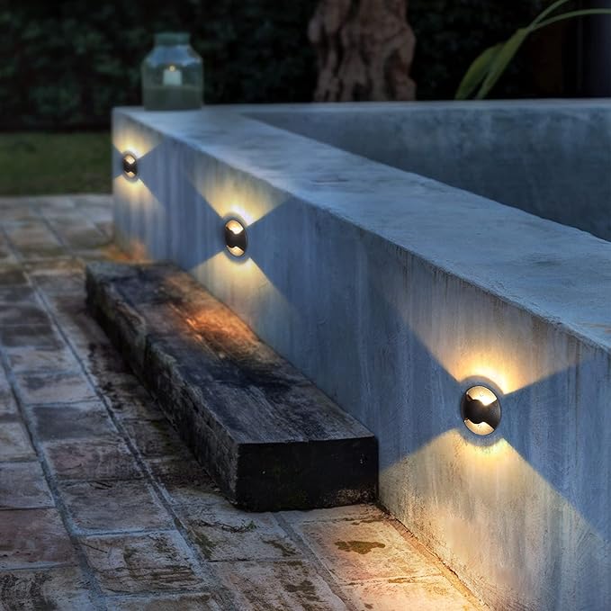Well Lights Low Voltage Landscape Lighting Outdoor In Ground Lights LED2W Double Sides Lighting AC/DC 12V-24V Warm White Waterproof IP67 Aluminium,4PACKS