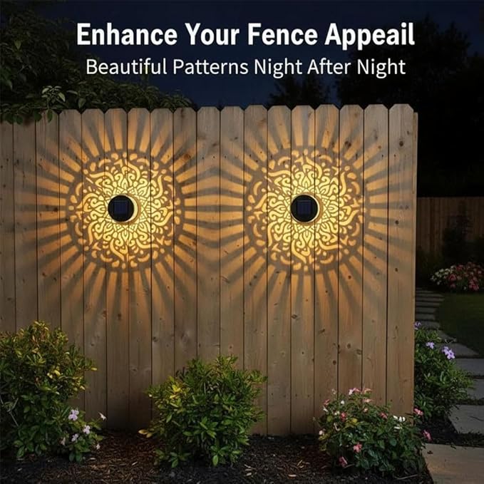2026 New Decorative Solar Mandala Lights Outdoor Garden - Metal Waterproof Pathway Lights Solar Powered, Shadow Projection Landscape Lighting for Backyard, Patio, Walkway, Lawn, Porch Decor (3pcs)