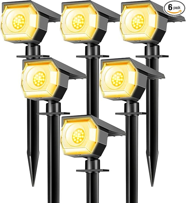 6 Pack Solar Spot Lights Outdoor, Solar Spotlights Outdoor Waterproof 2-in-1 Auto On/Off Landscape Lighting for | Lumora