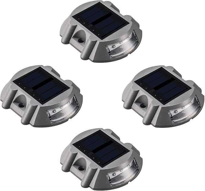 SUNWIND Blue Solar LED Lights - 4 Pack Solar Deck Lights Blue Marker Solar Lights Outdoor for Garden, Driveway, Pathway, Patio