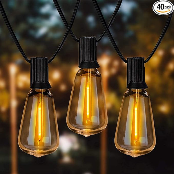 Outdoor String Lights 66ft with LED Filament Bulbs 40+2(Spare) Dimmable Shatterproof Waterproof, for Indoor/Outdoor | Lumora