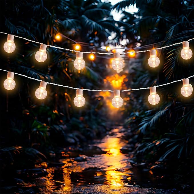 Afirst White Outdoor String Lights 34ft with100 LED Bulbs Waterproof Patio Lights for Garden Backyard Holiday