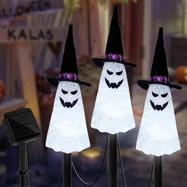 LIGHTSHINE 3PCS Ghost Solar Halloween Decorations, Solar Landscape Pathway Lights, Garden Stakes Light, Outdoor | Lumora