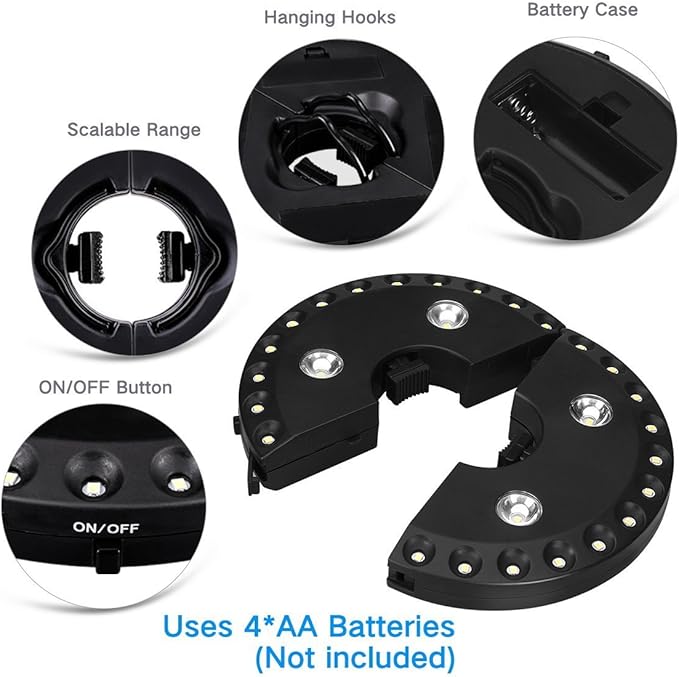 Warm White Patio Umbrella Light 3 Brightness Modes Cordless 28 LED Lights at 200 lumens 4 x AA Battery Operated,Umbrella Pole Light for Patio Umbrellas,Camping Tents
