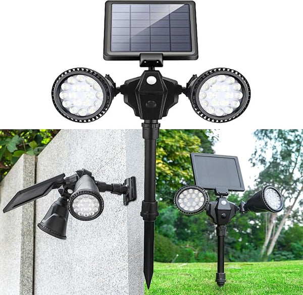 Solar Outdoor Spotlights, 1400-Lumens Bright 36 LED Motion Sensor Spot Lights Waterproof Double Head Security Light | Lumora