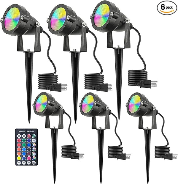 Christmas Outdoor Landscape Spotlight with Timer, 10W LED Color Changing Outdoor Spot Lights IP65 Waterproof RGB | Lumora